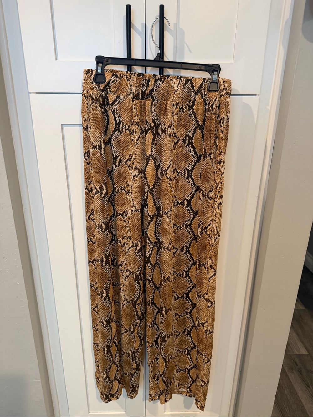 H&M Brown Tan Snake-Print Wide Leg Pants